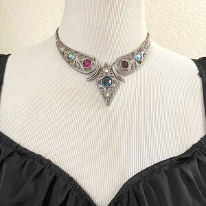 Selro Selini Vintage Colorful Rhinestone Modernest 1960s MCM Festoon Necklace